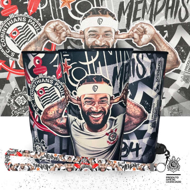 Kit Copo Memphis 94 + Cordão - Oficial 550 ml